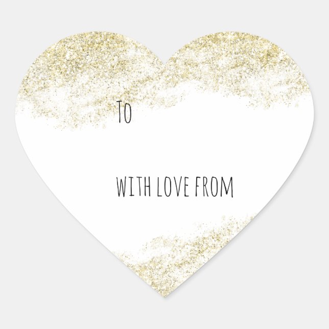 Gold Faux Glitter Heart Sticker (Front)