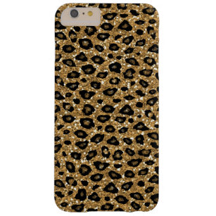 Gold Faux Glitter Leopard Print Monogram Barely There iPhone 6 Plus Case