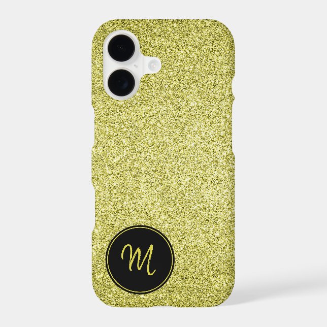 Gold Faux Glitter Monogram Minimalist Sparkly (Back)