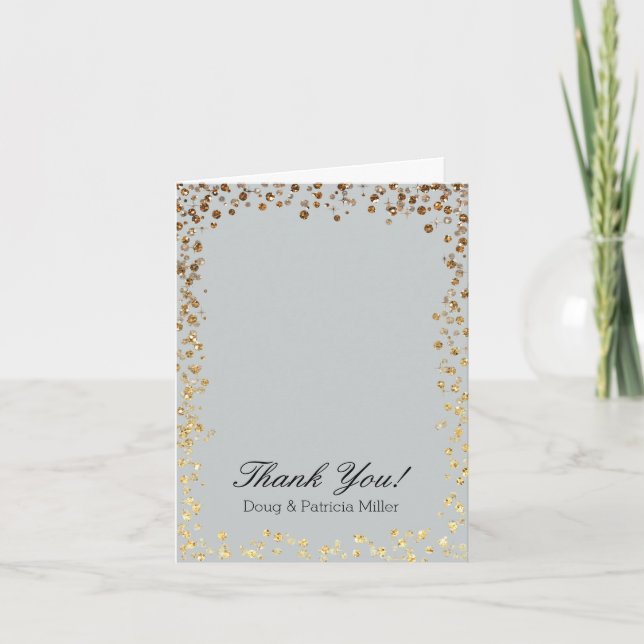 Gold Faux Glitter Ombre Bokeh Thank You (Front)