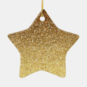 Gold Faux Glitter Ombre Ceramic Ornament