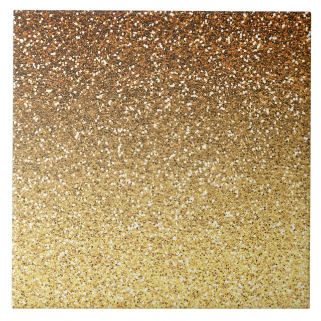 Gold Faux Glitter Ombre Ceramic Tile (Front)