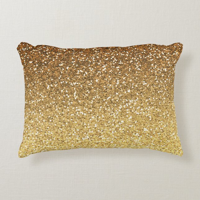 Gold Faux Glitter Ombre Decorative Cushion (Front)
