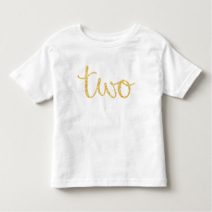 Gold Faux Glitter Script 2nd Birthday Toddler T-Shirt