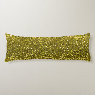 Gold Faux Glitter Sparkle Print Body Cushion