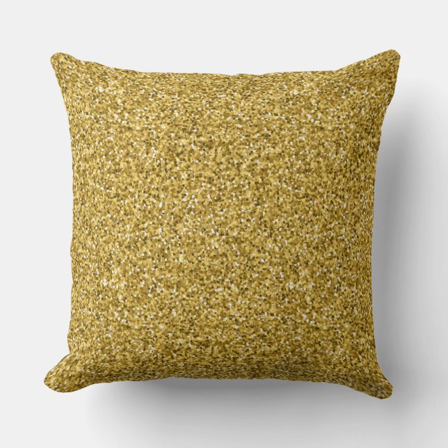 Gold Faux Glitter Throw Pillow (Front)