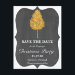 Gold Faux Glitter Tree Chalkboard Christmas Party Announcement Postcard<br><div class="desc">Gold Faux Glitter Tree Chalkboard Christmas Party  Save The Date</div>