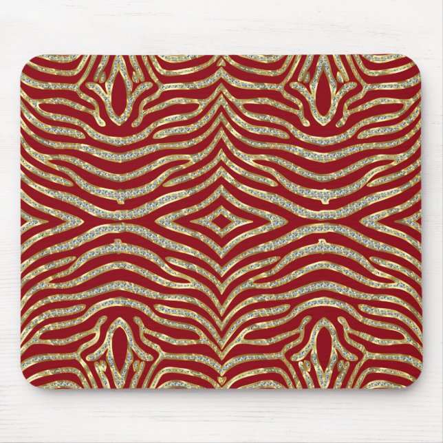 Gold Faux Glitter Zebra Stripes Custom Background Mouse Pad (Front)