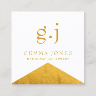 Gold Faux Gold Foil Edge Jewellery Designer  Square Business Card