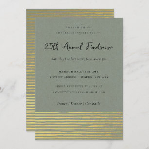 GOLD FAUX GREY SKETCH STRIPED LINE CORPORATE EVENT INVITATION