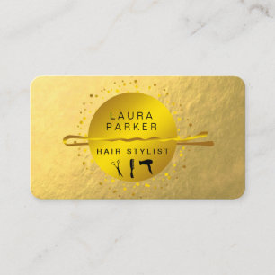 Gold Faux Hair Stylist Makeup Artist Salon Business Card