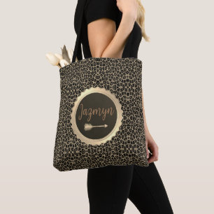 Gold Faux Leopard Personalised Tote Bag