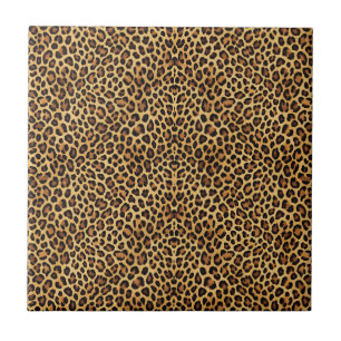 Gold Faux Leopard Skin Pattern Print Ceramic Tile