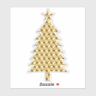 Gold Faux Metallic 3-d Boxes Christmas Tree