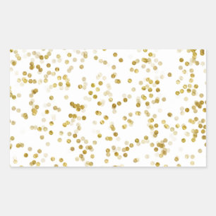 Gold Faux Metallic Dot Bokeh Background Bling Rectangular Sticker