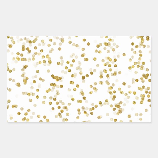 Gold Faux Metallic Dot Bokeh Background Bling Rectangular Sticker (Front)