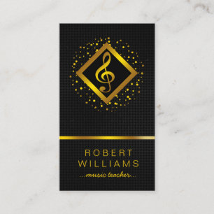 Gold Faux Music Teacher Professional Vocalist Business Card
