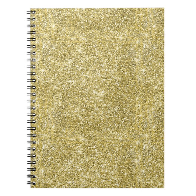Gold Faux Sparkle Glitter Notebook (Front)