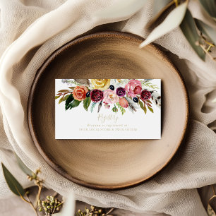 Gold Feather Boho Tropical Wedding Gift Registry  Enclosure Card