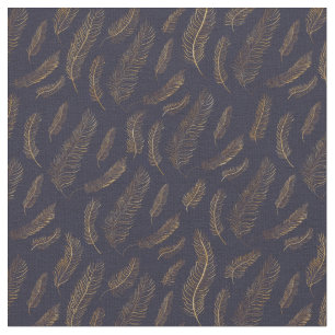 Gold Feather Print Fabric