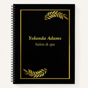 Gold feathers and border black notebook