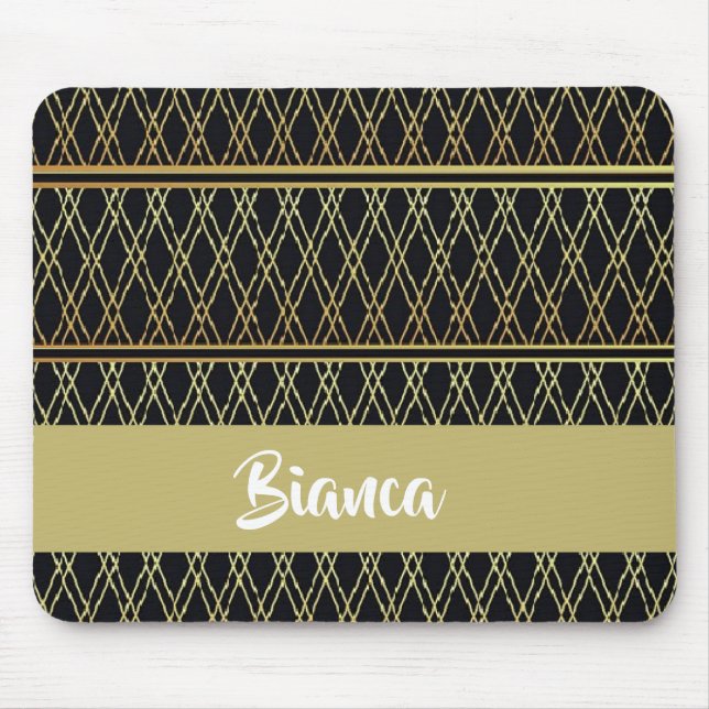 Gold fence on black mouse pad (Front)