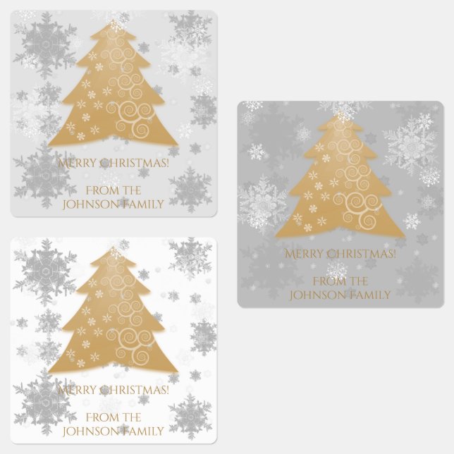 Gold Festive Christmas Tree Baking Label (Group)
