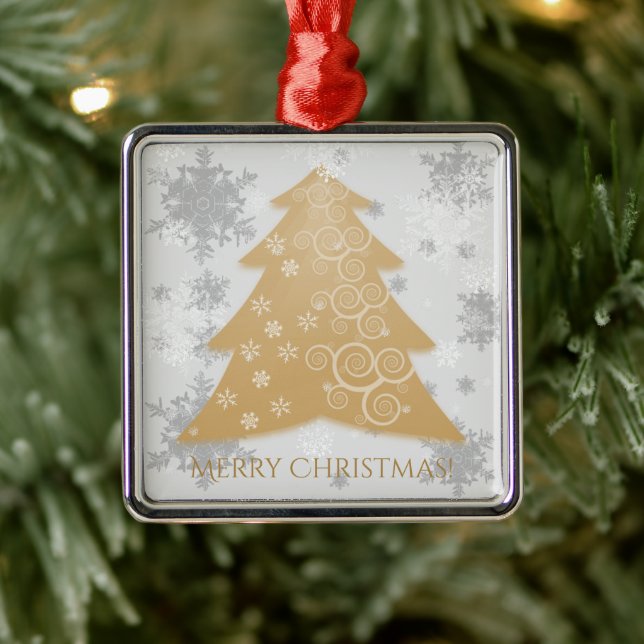 Gold Festive Christmas Tree Ceramic Ornament (Tree)