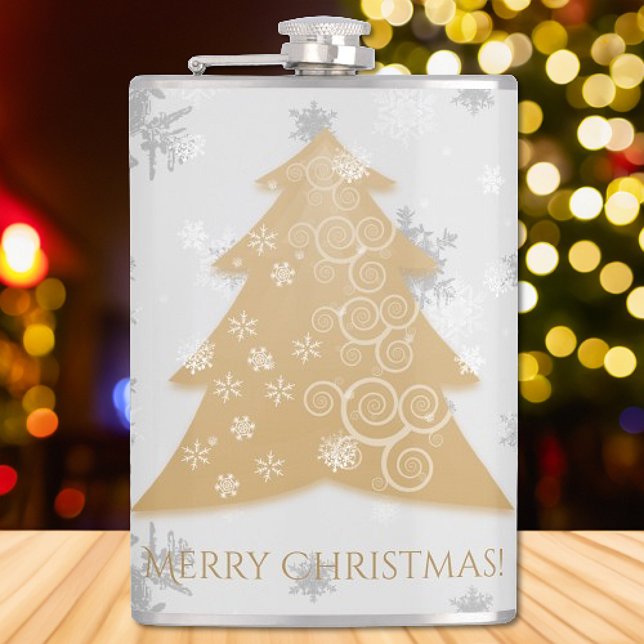 Gold Festive Christmas Tree Flask (Gold Festive Christmas Tree Flask)