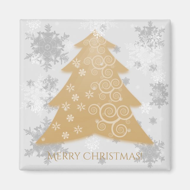 Gold Festive Christmas Tree Magnet (Front)