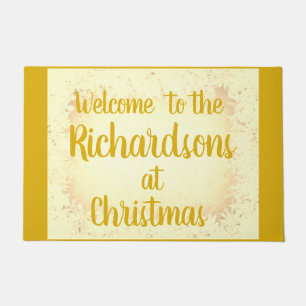 Gold festive frost personalised Family Welcome Doormat