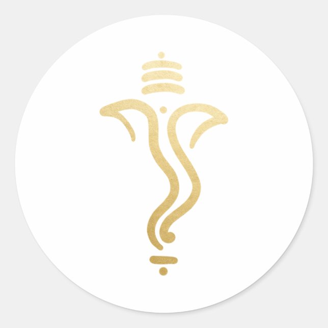 Gold Festive Ganesh/ Indian God Classic Round Sticker (Front)