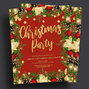 Gold Festive Glitter Christmas Corporate Red 