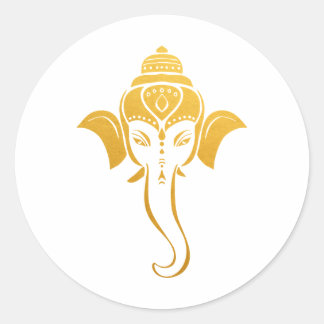 Gold Festive Hindu Wedding Ganesh | Indian God Classic Round Sticker