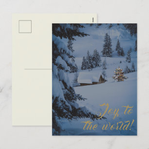 Gold Festive Joy To The World Holiday Postcard