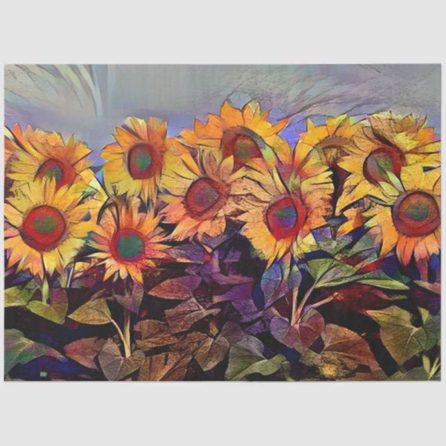 Gold Field Of Sunflowers Elegant Collection Tissue Paper (Front)