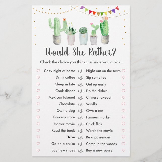 Gold Fiesta Cactus Would She Rather Game (Front)