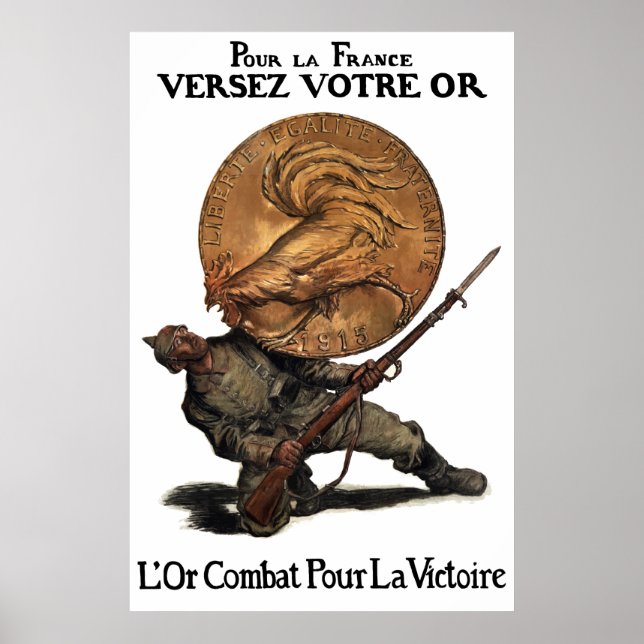 Gold Fights For Victory -- French WW1 Poster (Front)