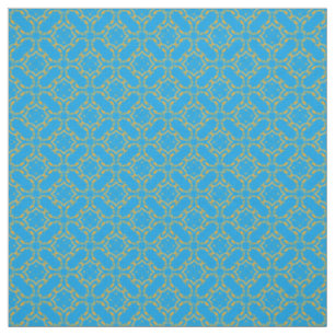 Gold Filigree and Turquoise Pattern Fabric