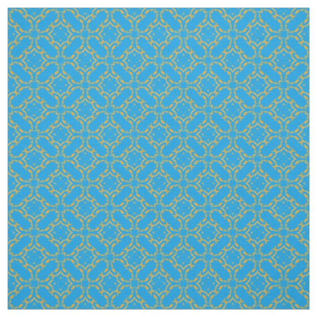 Gold Filigree and Turquoise Pattern Fabric (Swatch)