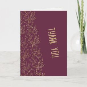 Gold Filigree Art Deco Fairy Wren Deep Merlot Thank You Card