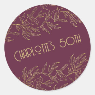 Gold Filigree Art Deco   Fairy Wren Merlot Custom Classic Round Sticker