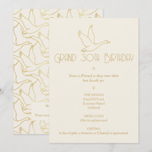Gold Filigree Art Deco   Goose 30th Birthday Invitation