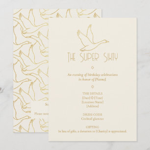 Gold Filigree Art Deco Goose 60th Birthday Invitation