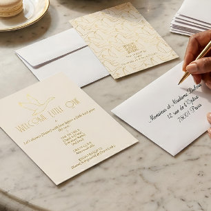 Gold Filigree Art Deco Goose Baby Shower Invitation