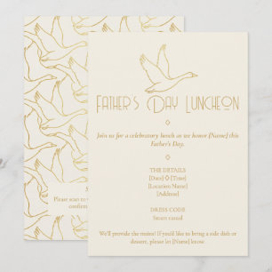 Gold Filigree Art Deco Goose Father's Day Invitation
