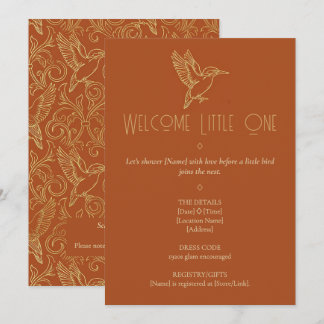 Gold Filigree Art Deco | Kingfisher Baby Shower Invitation