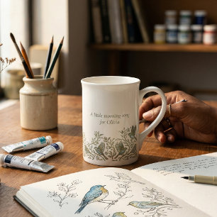 Gold Filigree Art Deco   Sparrow Morning Song Bone China Mug