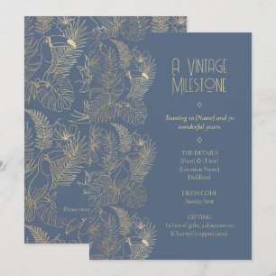 Gold Filigree Art Deco Toucan 70th Birthday Invitation