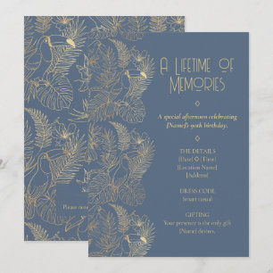 Gold Filigree Art Deco Toucan 90th Birthday Invitation